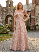 Jacquard A-Line One Shoulder Mother of the Bride Dresses with Ruffles