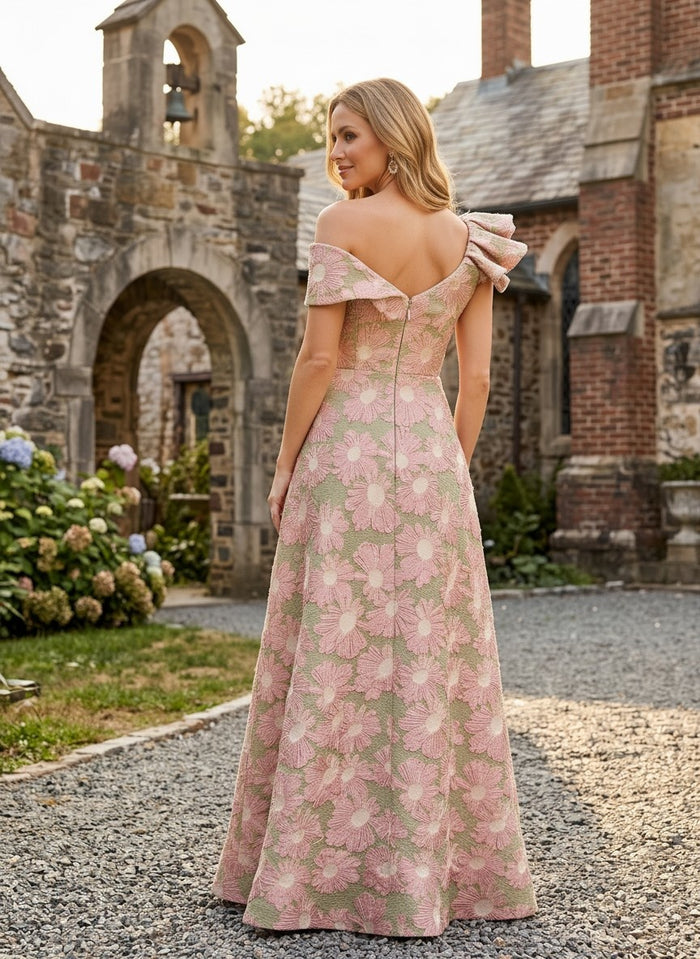 Jacquard A-Line One Shoulder Mother of the Bride Dresses with Ruffles