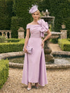 Satin Sheath Off the Shoulder Mother of the Bride Dresses with Wraps