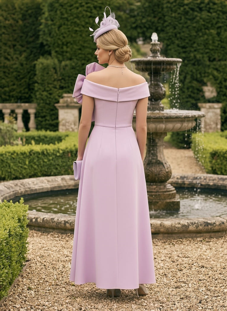 Satin Sheath Off the Shoulder Mother of the Bride Dresses with Wraps