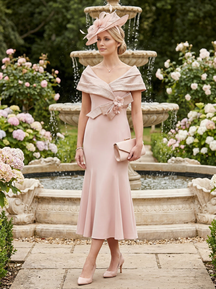 Satin Mermaid Off the Shoulder Mother of the Bride Dresses with 3D Flowers