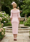 Satin Sheath Off the Shoulder Mother of the Bride Dresses with Feather