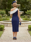 Satin Sheath One Shoulder Mother of the Bride Dresses with 3D Flowers