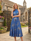 Jacquard A-Line Halter Pleated Mother of the Bride Dresses
