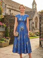 Jacquard A-Line Crew Neck Pleated Mother of the Bride Dresses