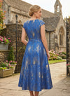 Jacquard A-Line Crew Neck Pleated Mother of the Bride Dresses