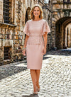 Lace Appliques Mother of the Bride Dresses with Flutter Sleeves