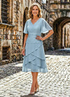 Chiffon Tiered Ruffles Mother of the Bride Dresses with Lace Appliques