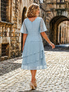 Chiffon Tiered Ruffles Mother of the Bride Dresses with Lace Appliques