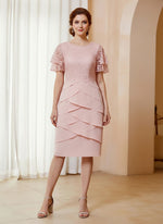 Chiffon Sheath Mother of the Bride Dresses with Lace Appliques