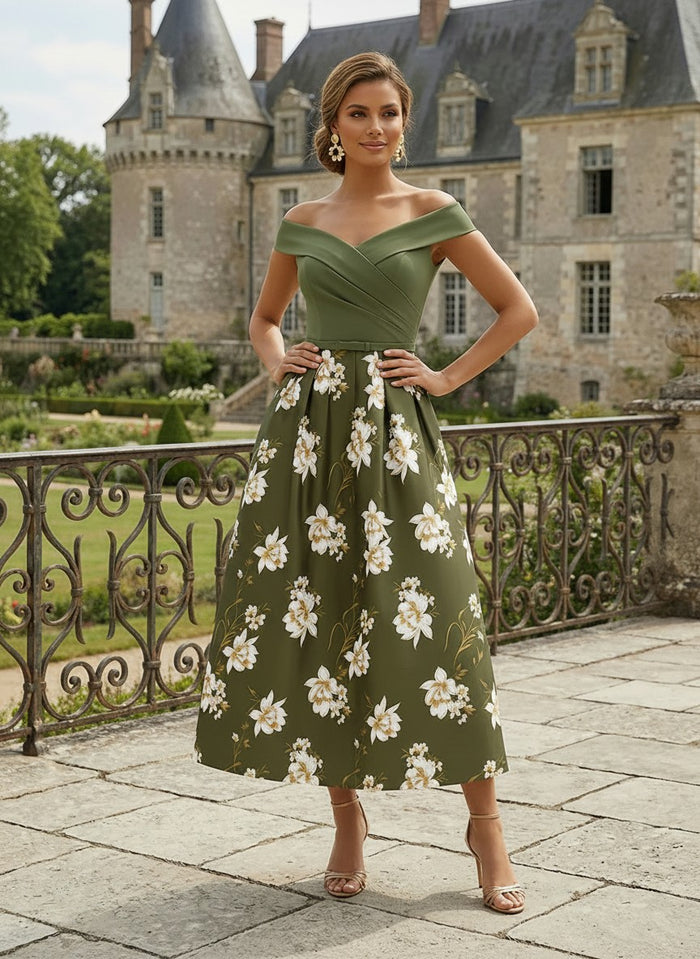 Jacquard A-Line Pleated Mother of the Bride Dresses