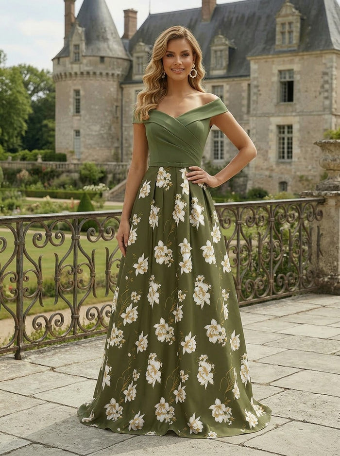 Jacquard Floor Length Pleated Mother of the Bride Dresses