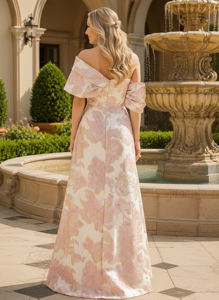 Jacquard A-Line One Shoulder Pleated Mother of the Bride Dresses