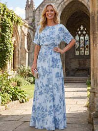 Mermaid Mermaid Crew Neck Floral Print Mother of the Bride Dresses