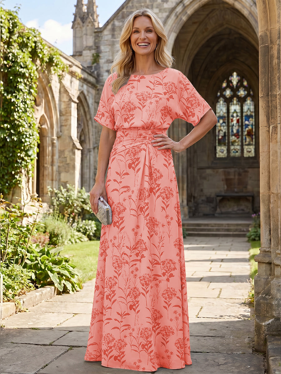 Mermaid Mermaid Crew Neck Floral Print Mother of the Bride Dresses