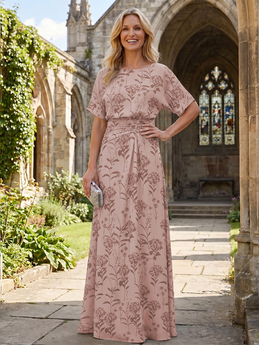 Mermaid Mermaid Crew Neck Floral Print Mother of the Bride Dresses