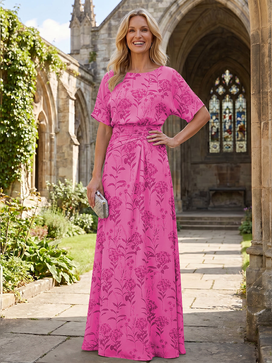 Mermaid Mermaid Crew Neck Floral Print Mother of the Bride Dresses