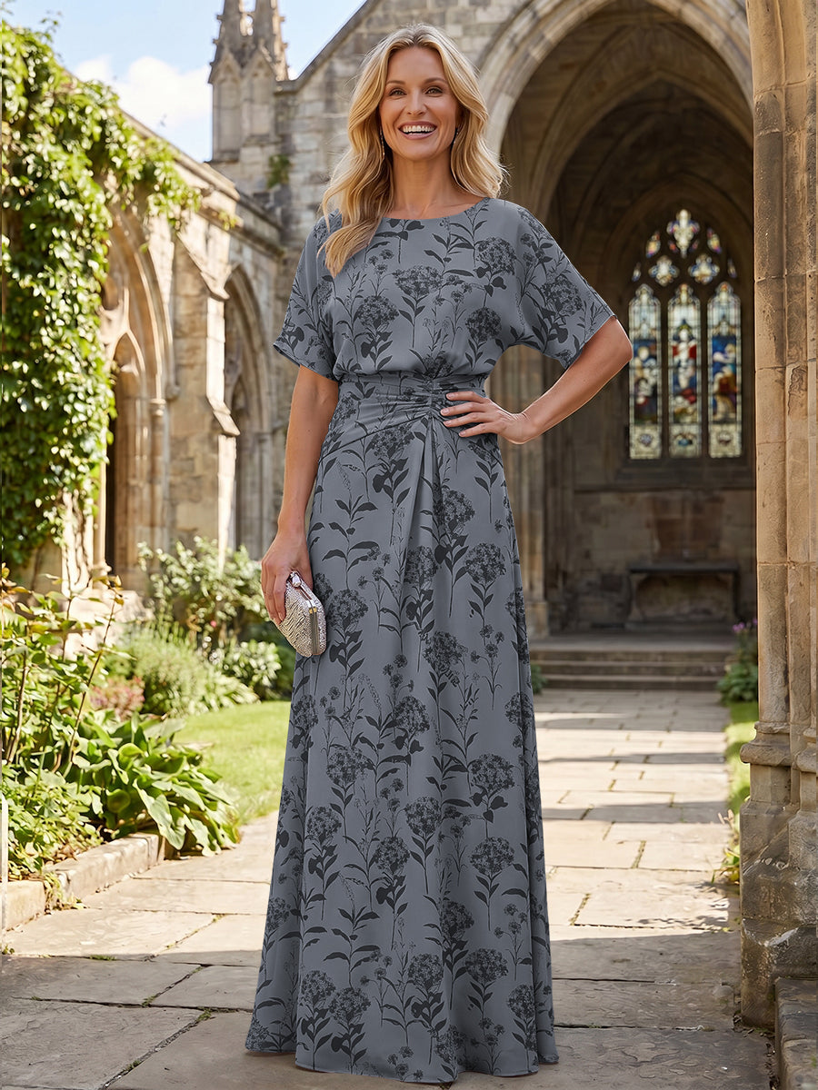 Mermaid Mermaid Crew Neck Floral Print Mother of the Bride Dresses