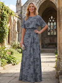 Mermaid Mermaid Crew Neck Floral Print Mother of the Bride Dresses