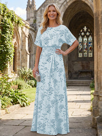 Mermaid Mermaid Crew Neck Floral Print Mother of the Bride Dresses