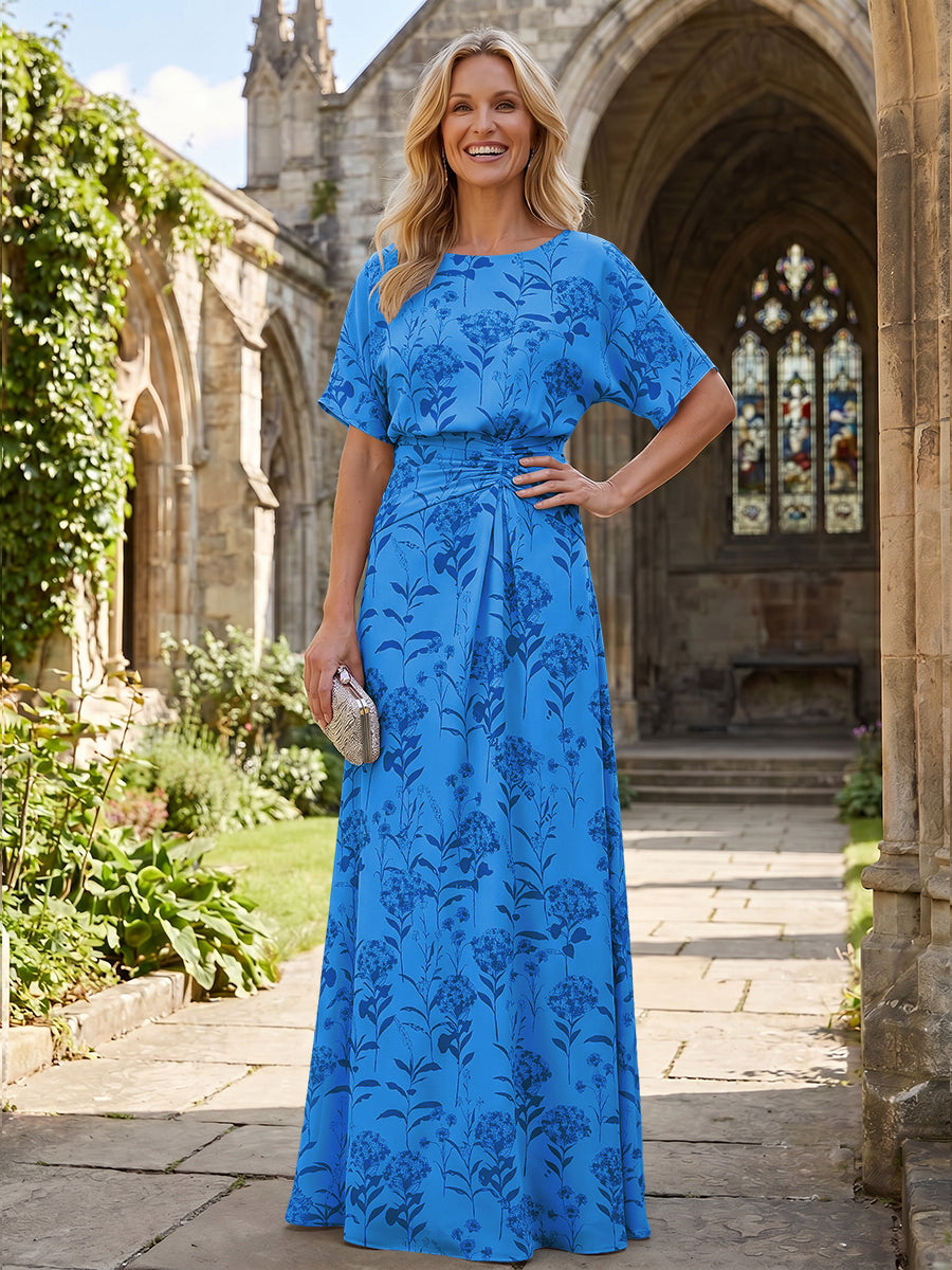 Mermaid Mermaid Crew Neck Floral Print Mother of the Bride Dresses