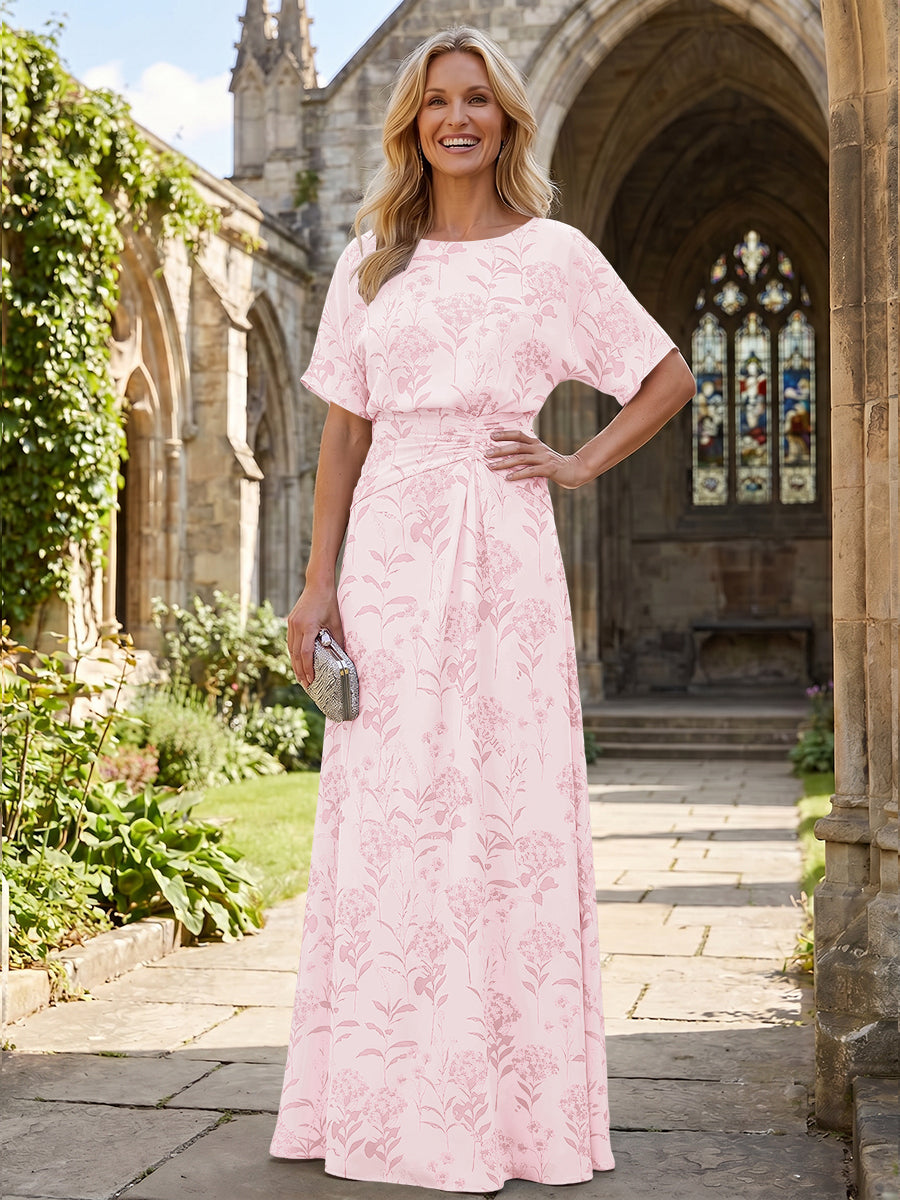 Mermaid Mermaid Crew Neck Floral Print Mother of the Bride Dresses