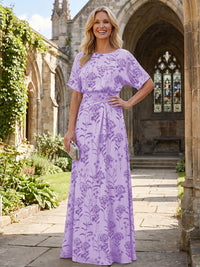 Mermaid Mermaid Crew Neck Floral Print Mother of the Bride Dresses