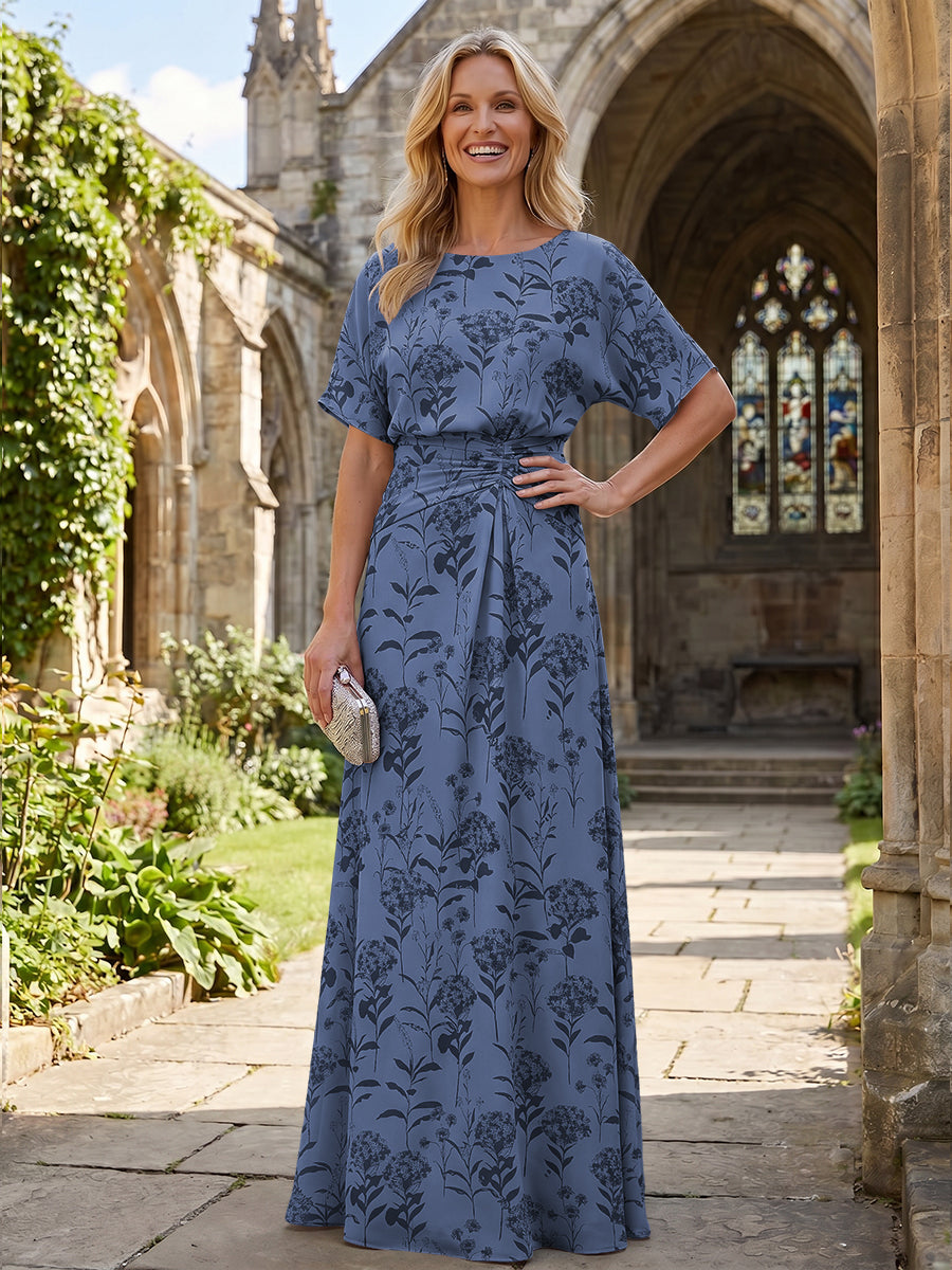 Mermaid Mermaid Crew Neck Floral Print Mother of the Bride Dresses