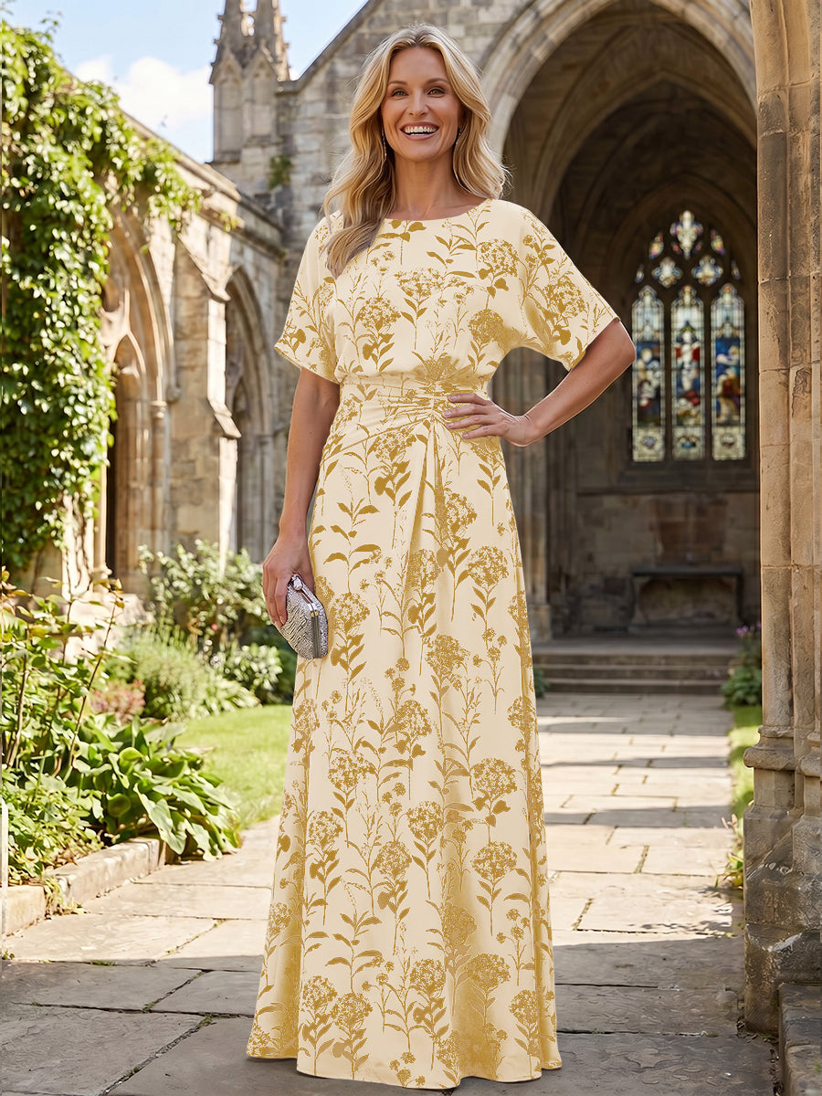 Mermaid Mermaid Crew Neck Floral Print Mother of the Bride Dresses