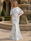 Chiffon Mermaid Crew Neck Floral Print Mother of the Bride Dresses