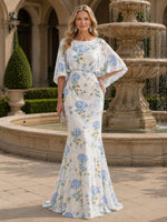 Chiffon Mermaid Crew Neck Floral Print Mother of the Bride Dresses