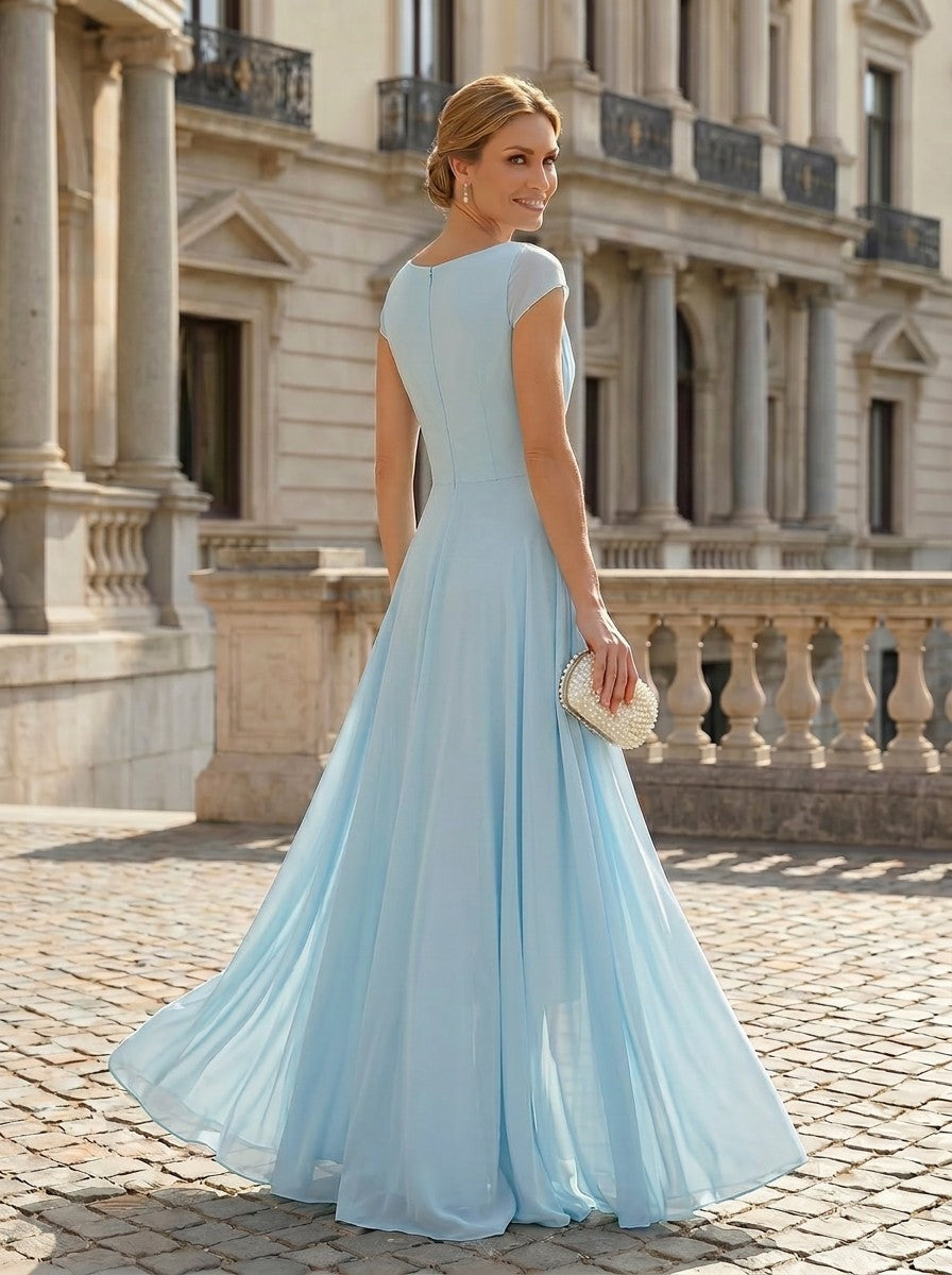 Chiffon Sheath V Neck Mother of the Bride Dresses with Rhinestone