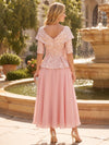 Jacquard A-Line V Neck Mother of the Bride Dresses with Bow
