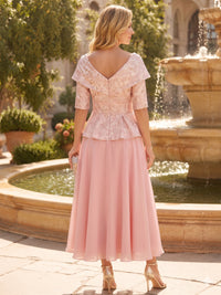 Jacquard A-Line V Neck Mother of the Bride Dresses with Bow