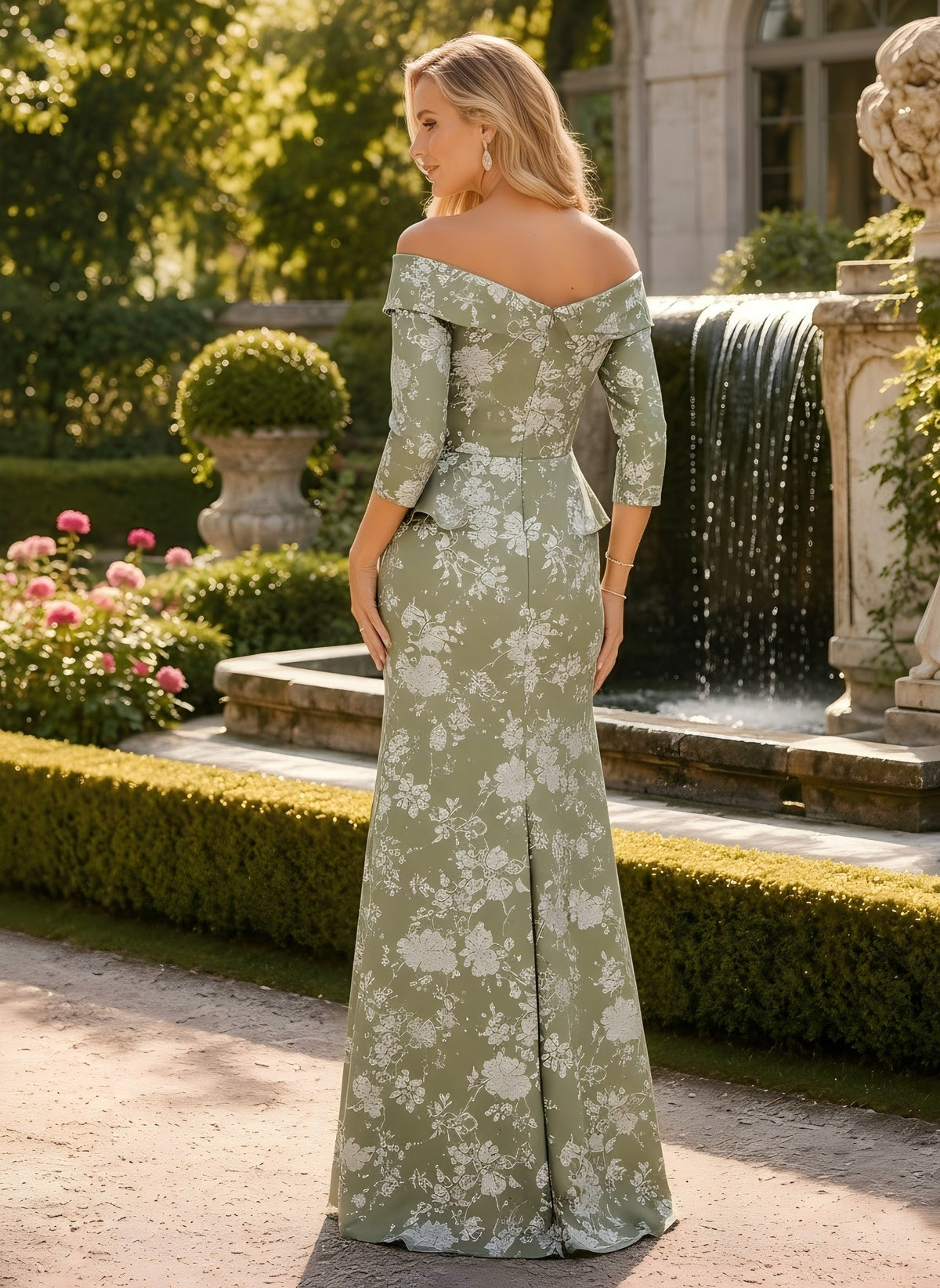 Satin Mermaid Off the Shoulder Mother of the Bride Dresses with 3D Flowers
