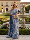 Jacquard Mermaid Off the Shoulder Pleated Mother of the Bride Dresses