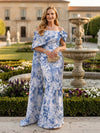 Jacquard Mermaid Off the Shoulder Pleated Mother of the Bride Dresses