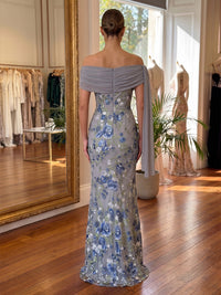 Tulle Mermaid Off the Shoulder Mother of the Bride Dresses with Floral Embroidery
