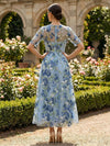 Tulle A-Line Crew Neck Mother of the Bride Dresses with Floral Embroidery