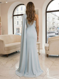 Satin Mermaid One Shoulder Mother of the Bride Dresses with 3D Flowers