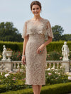 Tulle Sheath Crew Neck Mother of the Bride Dresses with Caps