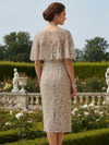 Tulle Sheath Crew Neck Mother of the Bride Dresses with Caps