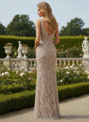 Tulle Sheath V Neck Mother of the Bride Dresses with Lace Applique