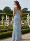 Tulle Sheath V Neck Mother of the Bride Dresses with Lace Applique