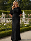 Tulle Sheath Crew Neck Mother of the Bride Dresses with Caps