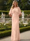 Tulle Sheath Crew Neck Mother of the Bride Dresses with Caps