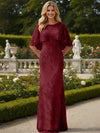 Tulle Sheath Crew Neck Mother of the Bride Dresses with Caps