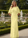 Tulle Sheath Crew Neck Mother of the Bride Dresses with Caps