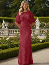 Tulle Sheath Crew Neck Mother of the Bride Dresses with Caps