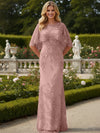 Tulle Sheath Crew Neck Mother of the Bride Dresses with Caps